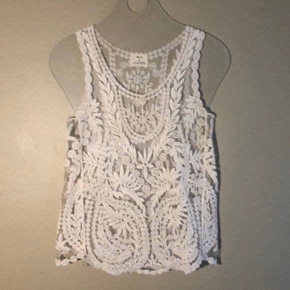 Anthropologie Tops - Cream embroidered tank top by Pins and Needles sm